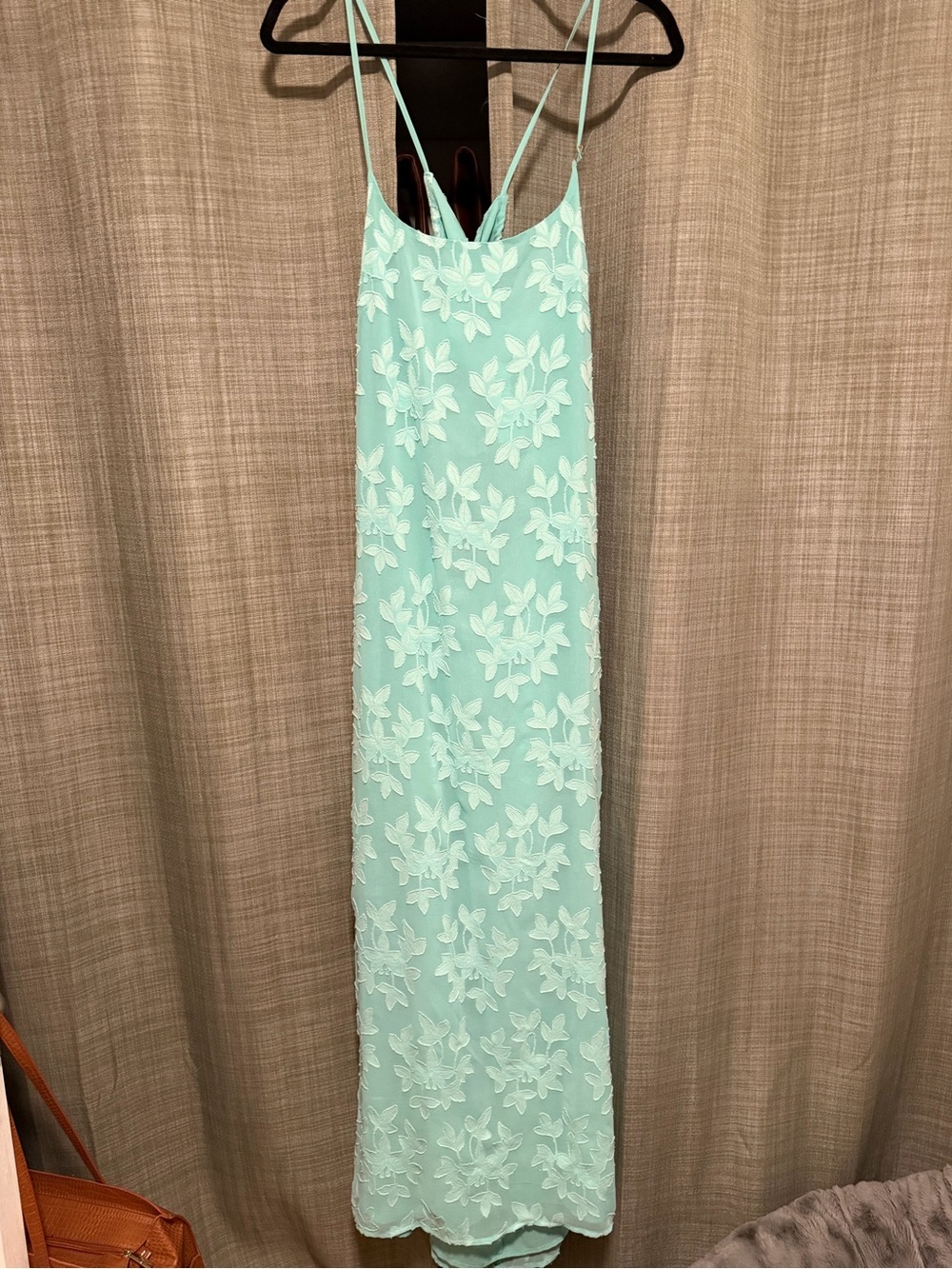 a new day Mint Green Floral Lace Maxi Dress- damaged